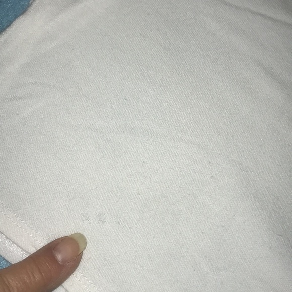 ARAN’S DEN hand peace sign ”flawless” sparkling crop top white semi sheer size L - Picture 11 of 11